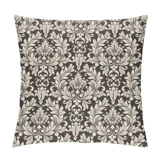 Personality  Seamless Black And White Floral Wallpaper Vector Background. Vintage Damask Pattern Backdrop. Pillow Covers