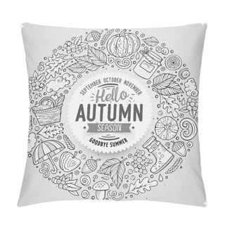 Personality  Set Of Autumn Cartoon Doodle Objects, Symbols And Items Pillow Covers