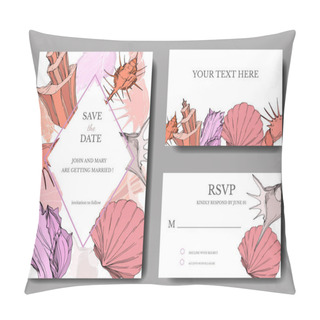 Personality  Vector Summer Beach Seashell Tropical Elements. Engraved Ink Art. Wedding Background Card Decorative Border. Pillow Covers