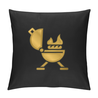 Personality  Barbeque Gold Plated Metalic Icon Or Logo Vector Pillow Covers