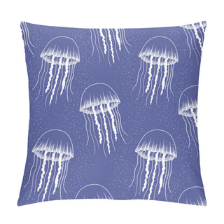 Personality  Seamless Marine Cartoon Pattern With Sea Animals White Line Pillow Covers