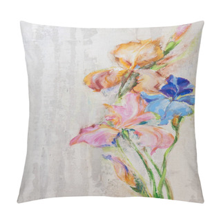 Personality  Oil Painting Fragment With Blooming Flowers Pillow Covers