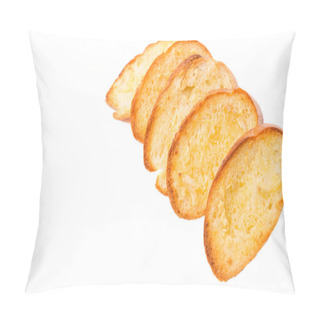 Personality  Homemade Garlic Bread Of French Baguette  Over White Background Pillow Covers