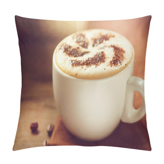 Personality  Cappuccino. Cup Of Cappuccino Or Latte Coffee Pillow Covers
