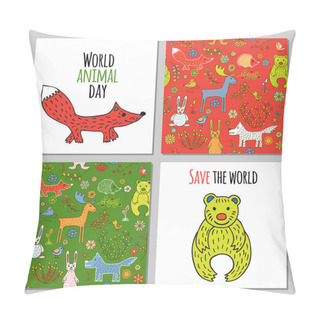 Personality  Vector Set Of Woodland Animals Pillow Covers