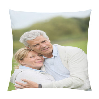 Personality  In Love Senior Couple Embracing Pillow Covers