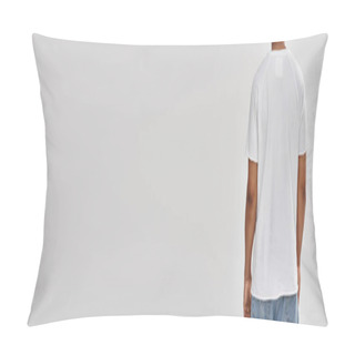 Personality  Stylish African American Man In Casual Jeans And White T-shirt, Copy Space For Advertising, Banner Pillow Covers