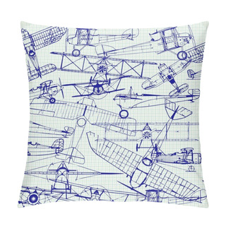 Personality  Retro Seamless Pattern  With Airplanes Pillow Covers