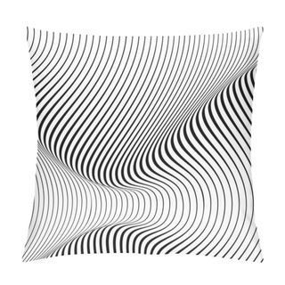 Personality  Abstract Background Of Diagonal Lines Curved In A Sinusoid. Long Smooth Wave In Space. Difference Thickness Simulating Volume. Striped Background For Presentation Page. Creative Modern Line Texture. Pillow Covers