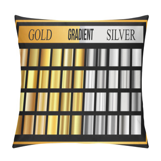 Personality  Set Of Gold And Silver Gradient. Golden Metallic Texture, Shiny Vector Background. Pillow Covers