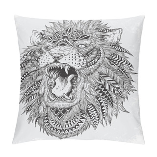 Personality  Hand Drawn Abstract Lion Vector Illustration Pillow Covers