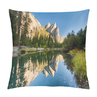 Personality  Three Brothers Reflect On Merced River, Yosemite Valley, Yosemite NP,  California, USA Pillow Covers