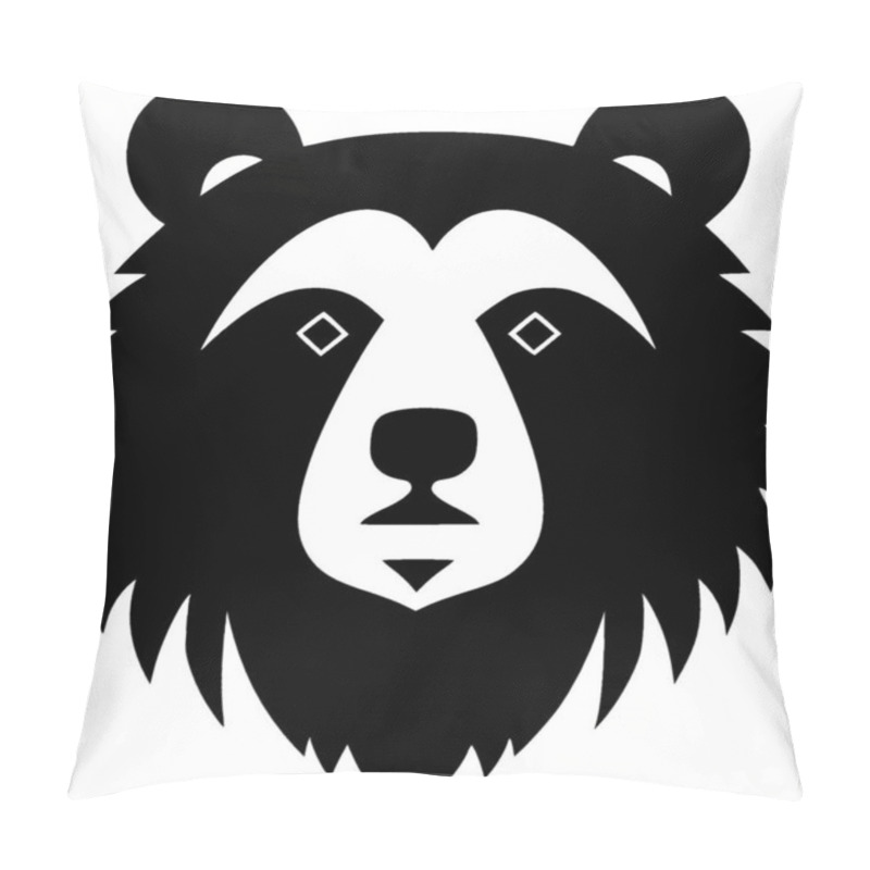 Personality  Bear - Black And White Vector Illustration Pillow Covers