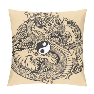 Personality  Dragon Holding Yin Yang Symbol Pillow Covers