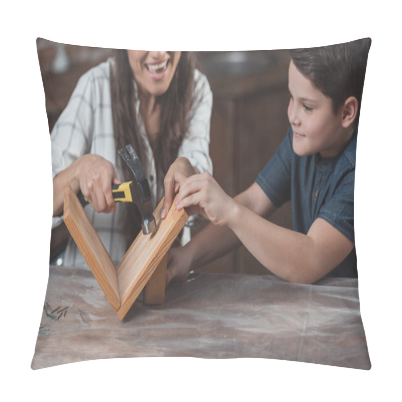 Personality  Mother And Son Crafting Birdhouse Pillow Covers