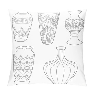 Personality  Vases Black And White Illustration Vector Set Pillow Covers