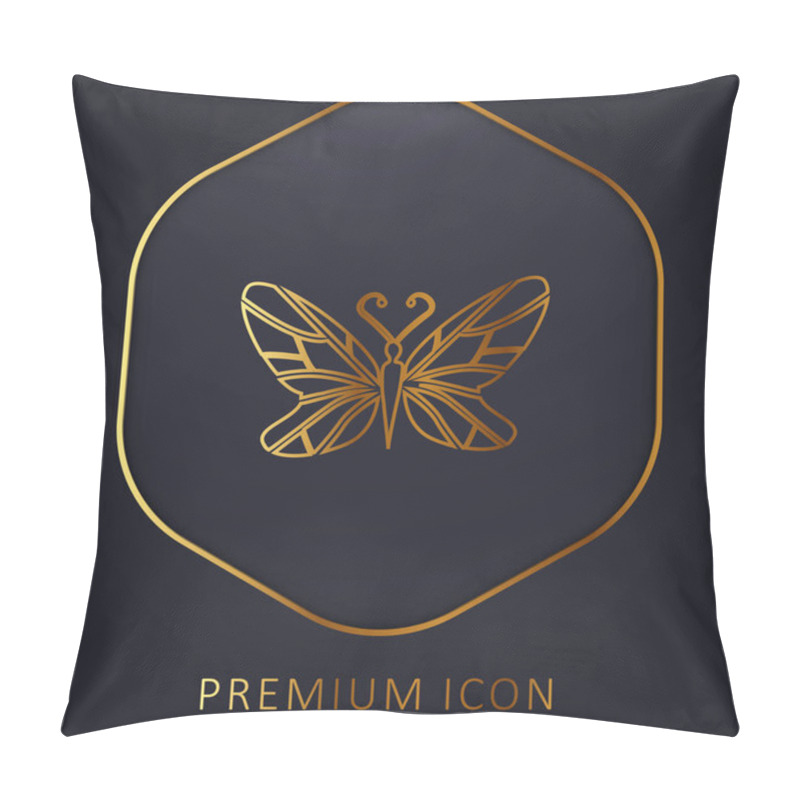 Personality  Black Butterfly Top View With Lines Wings Design Golden Line Premium Logo Or Icon Pillow Covers