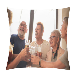 Personality  Group Of Best Old Friends Celebrating Together . Pillow Covers