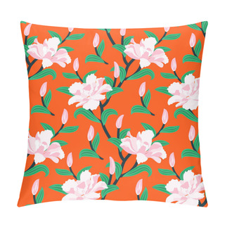 Personality Floral Seamless Vector Pattern With Peony Flowers Pillow Covers