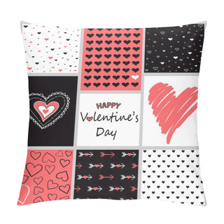 Personality  Vector Set Of Valentine's Day Hand Drawn Posters Pillow Covers