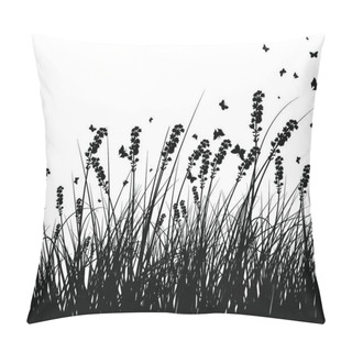 Personality  Summer Meadow Background With Butterflies. Vector Illustration. Pillow Covers