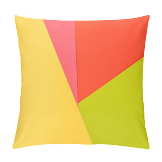 Personality  Top View Of Colorful Abstract Yellow, Red, Green And Pink Paper Background, Panoramic Shot Pillow Covers