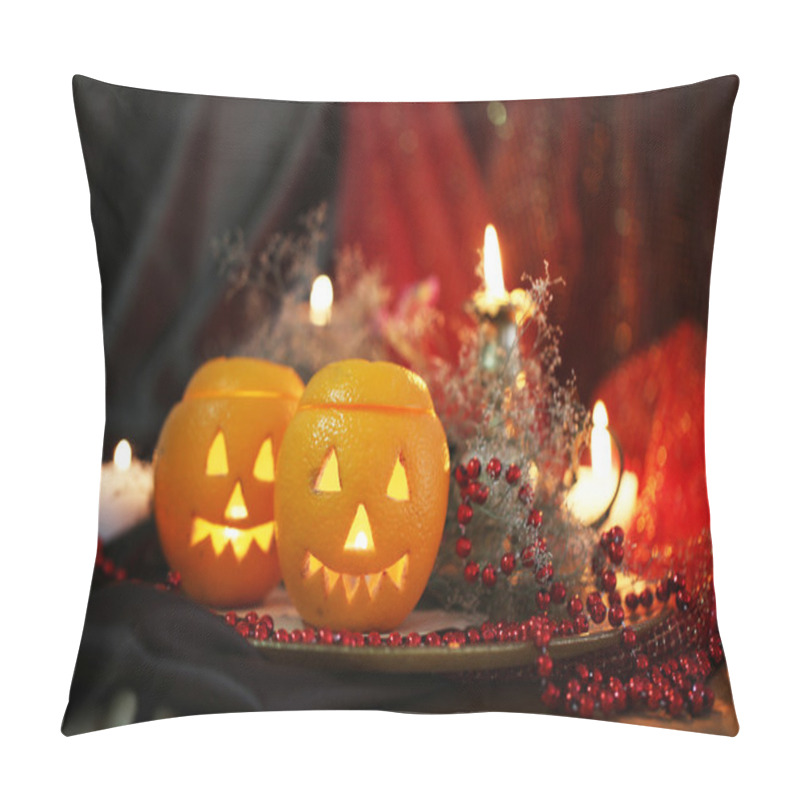 Personality  Festive Composition With Lanterns And Candles On Dark Background Pillow Covers