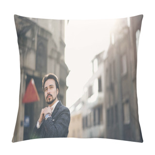 Personality  Young Man In Vintage English Tweed Suit Pillow Covers