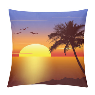 Personality  Sunset With Palmtree Silhouette Pillow Covers