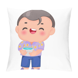 Personality  Cute Little Children Playing With Water Gun On Songkran Day Pillow Covers