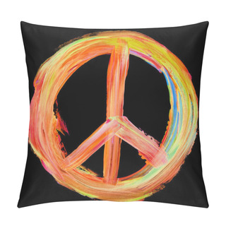 Personality  Hand Painted Peace Sign On Black Pillow Covers