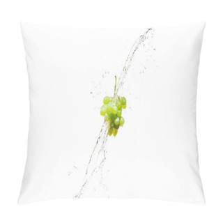 Personality   Fresh Grapes In Water Splashes Isolated On White Pillow Covers