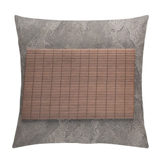 Personality  Top View Of Bamboo Mat On Dark Stone Table Pillow Covers