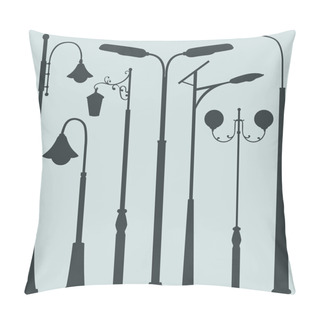 Personality  Vector Set Of Street Lights Silhouettes Pillow Covers