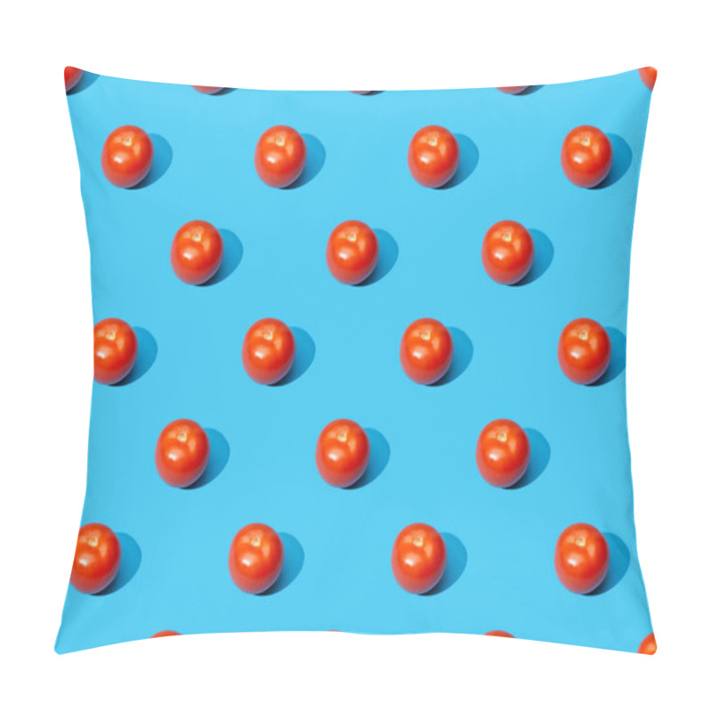 Personality  Fresh Tomatoes On Blue Colorful Background, Seamless Pattern Pillow Covers