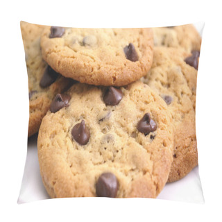 Personality  Closeup Of Delicious Homemade Chocolate Chip Cookies. Pillow Covers