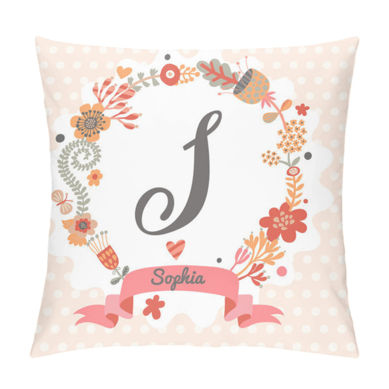Personality  Floral Wreath With Letter S Pillow Covers