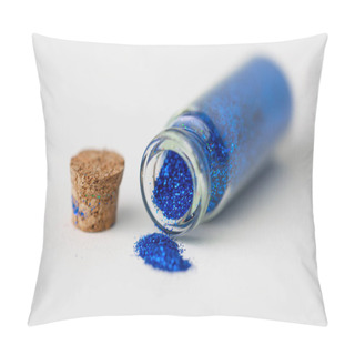 Personality  Blue Glitters Poured From Small Glass Bottle Pillow Covers