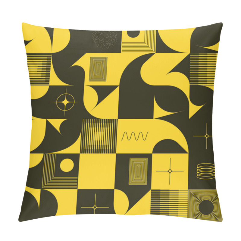 Personality  Brutalism art inspired abstract vector pattern made with simple geometric shapes and forms. Bold form graphic design, useful for web art, invitation cards, posters, prints, textile, backgrounds. pillow covers