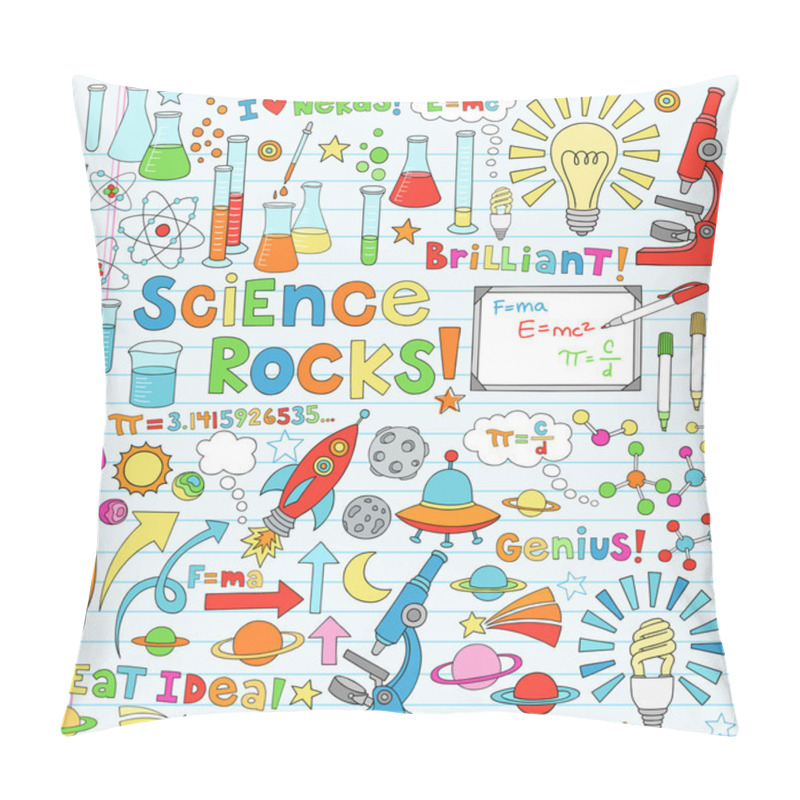 Personality  Science School Notebook Doodles Vector Icon Set pillow covers