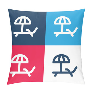 Personality  Beach Chair Blue And Red Four Color Minimal Icon Set Pillow Covers