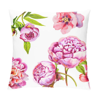 Personality  Pink, Violet Peony Watercolor, Bud Pillow Covers