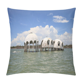 Personality  Blue Sky Over The Cape Romano Dome House Ruins In The Gulf Coast Of Florida Pillow Covers