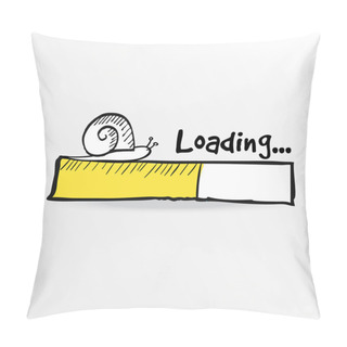 Personality  Loading Bar With A Doodle Snail, Vector Illustration Pillow Covers