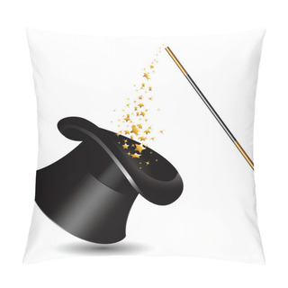 Personality  Magic Hat And Wand With Sparkles. Vector Pillow Covers