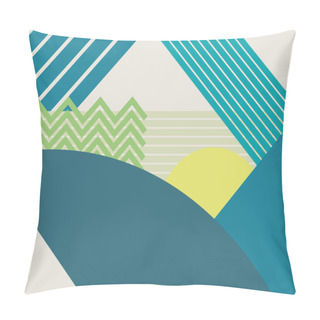 Personality  Abstract Material Design Landscape Vector Background. Mountains And Forests Polygonal Geometric Shapes. Pillow Covers