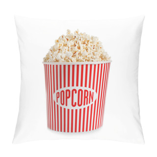 Personality  Delicious Popcorn In Paper Bucket Isolated On White Pillow Covers