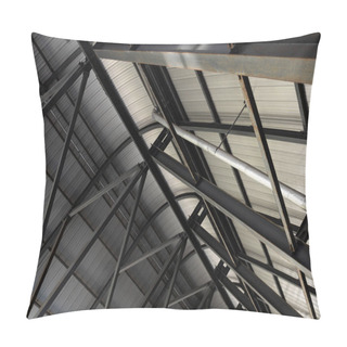Personality  Inside View Of Metal Roof Made Of Metal Leaves And Beams Pillow Covers