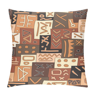Personality  African Tribal Seamless Vector Pattern. Abstract Hand-Drawn Ethnic Background. Vertical Orientation Pillow Covers