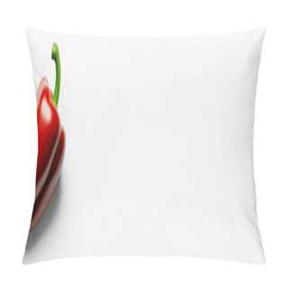 Personality  Top View Of Fresh Red Bell Pepper On White Background, Banner  Pillow Covers